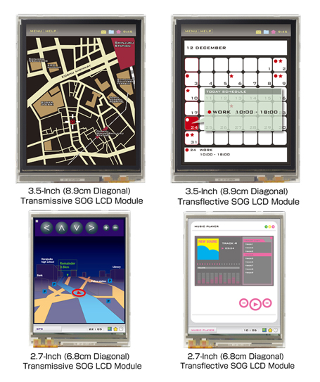 Four New System-on-Glass LCD Modules