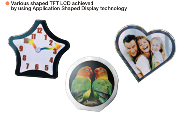 Various shaped TFT LCD achieved by using Application Shaped Display technology